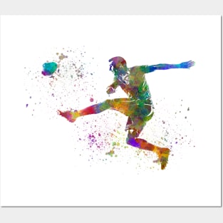 Soccer player in watercolor Posters and Art